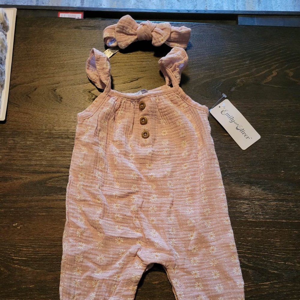 Emily and Oliver Romper with matching headband.
